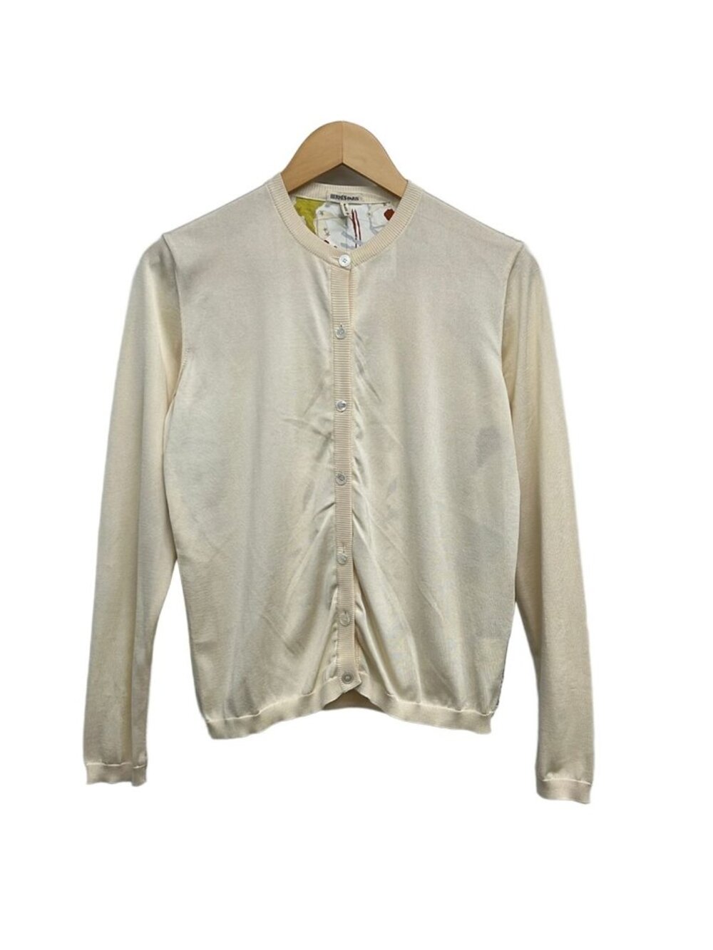 Hermes Cardigan la Ivory Brown Multi Long Sleeve Silk Constellation